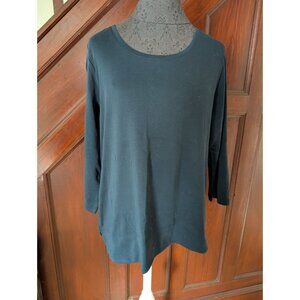 J Jill Womens Petite 3/4 Sleeve Scoop-Neck Tee Perfect Pima L
